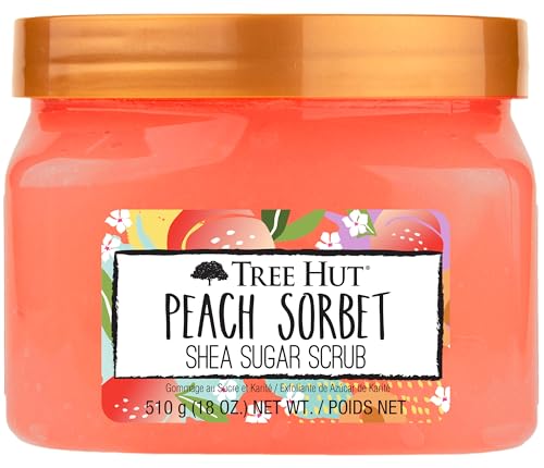 Tree Hut Peach Sorbet Shea Sugar Exfoliating & Hydrating Body Scrub, 18 oz