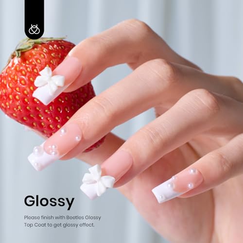 Beetles Gel Nail Polish, 1 Pcs 15ml White Color Soak Off Gel Polish Nail Art Manicure Salon DIY Gel Nail Design Decoration at Home Nail Lamp Needed Nails Manicure Kit Gift