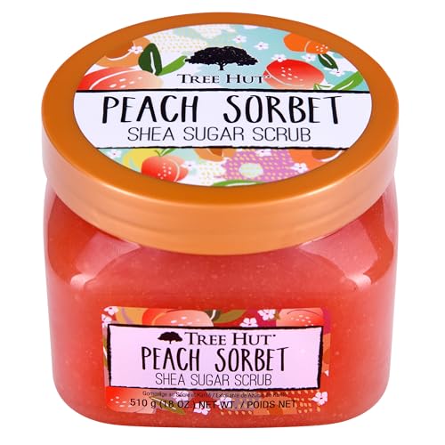 Tree Hut Peach Sorbet Shea Sugar Exfoliating & Hydrating Body Scrub, 18 oz