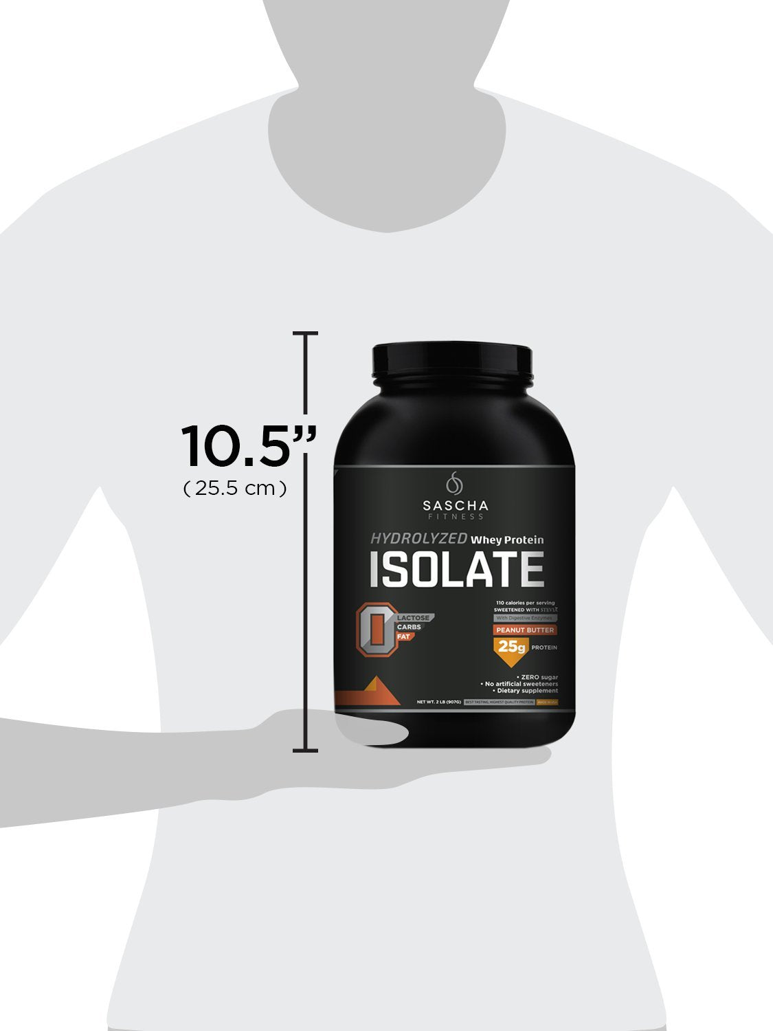 SASCHA FITNESS Hydrolyzed Whey Protein Isolate,100% Grass-Fed (2.3 Pounds, Peanut Butter)