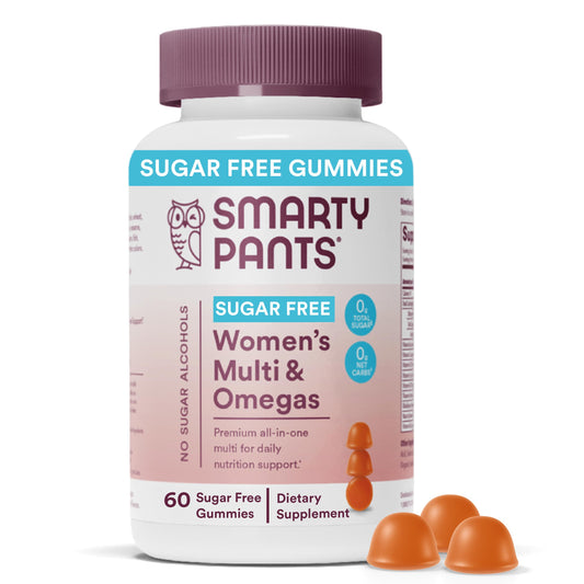 SmartyPants Women's Multivitamin Gummies, Sugar Free: Biotin, Methylfolate, Omega 3 (ALA), Vitamin D3, C, Vitamin B12, B6, Vitamin A, K & Zinc, Gluten Free, 60 Count (20 Day Supply)