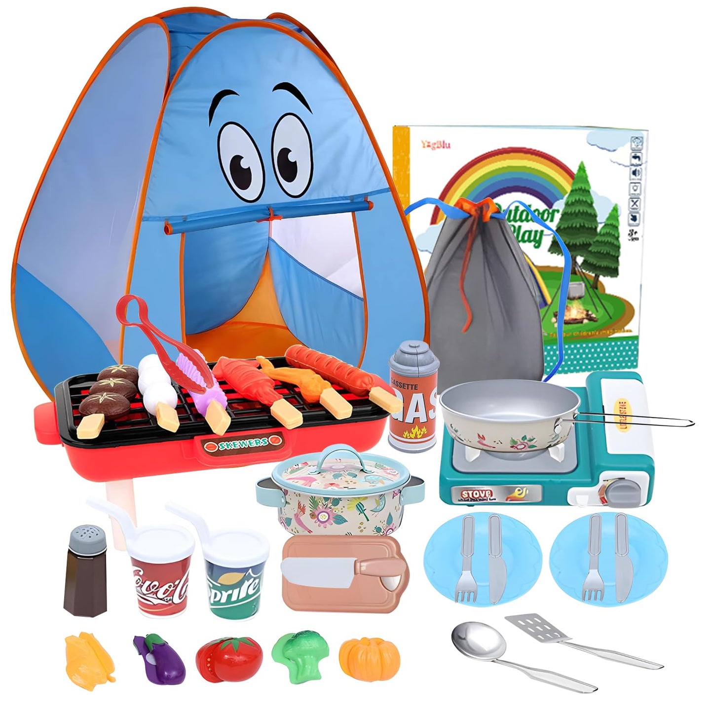 YOGBLU Kids Camping Set-Camping Toys for Kids-Camping Equipment Set for The Little Ones at Home-Children's Tent-Outdoor Toys- Camping Tool Set for Children-Kids campimg Tent