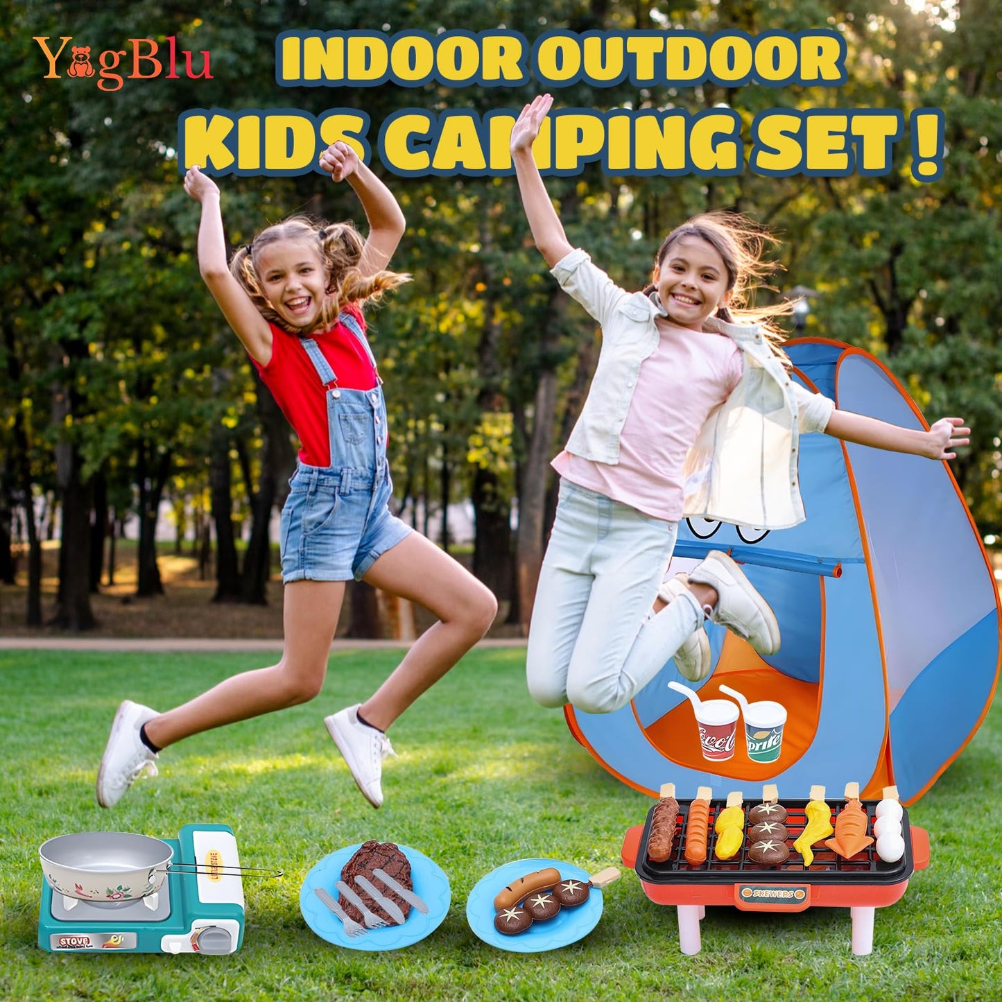 YOGBLU Kids Camping Set-Camping Toys for Kids-Camping Equipment Set for The Little Ones at Home-Children's Tent-Outdoor Toys- Camping Tool Set for Children-Kids campimg Tent