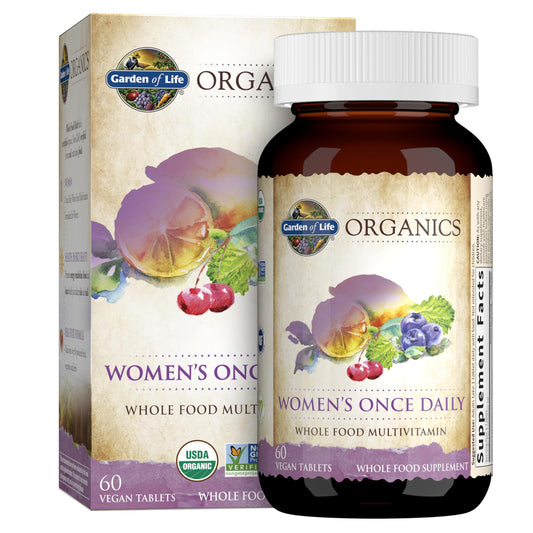 Garden of Life Organics Multivitamin for Women - Women's Once Daily Multi - 60 Tablets, Whole Food Multi with Iron, Biotin, Vegan Organic Vitamin for Women's Health, Energy Hair Skin and Nails